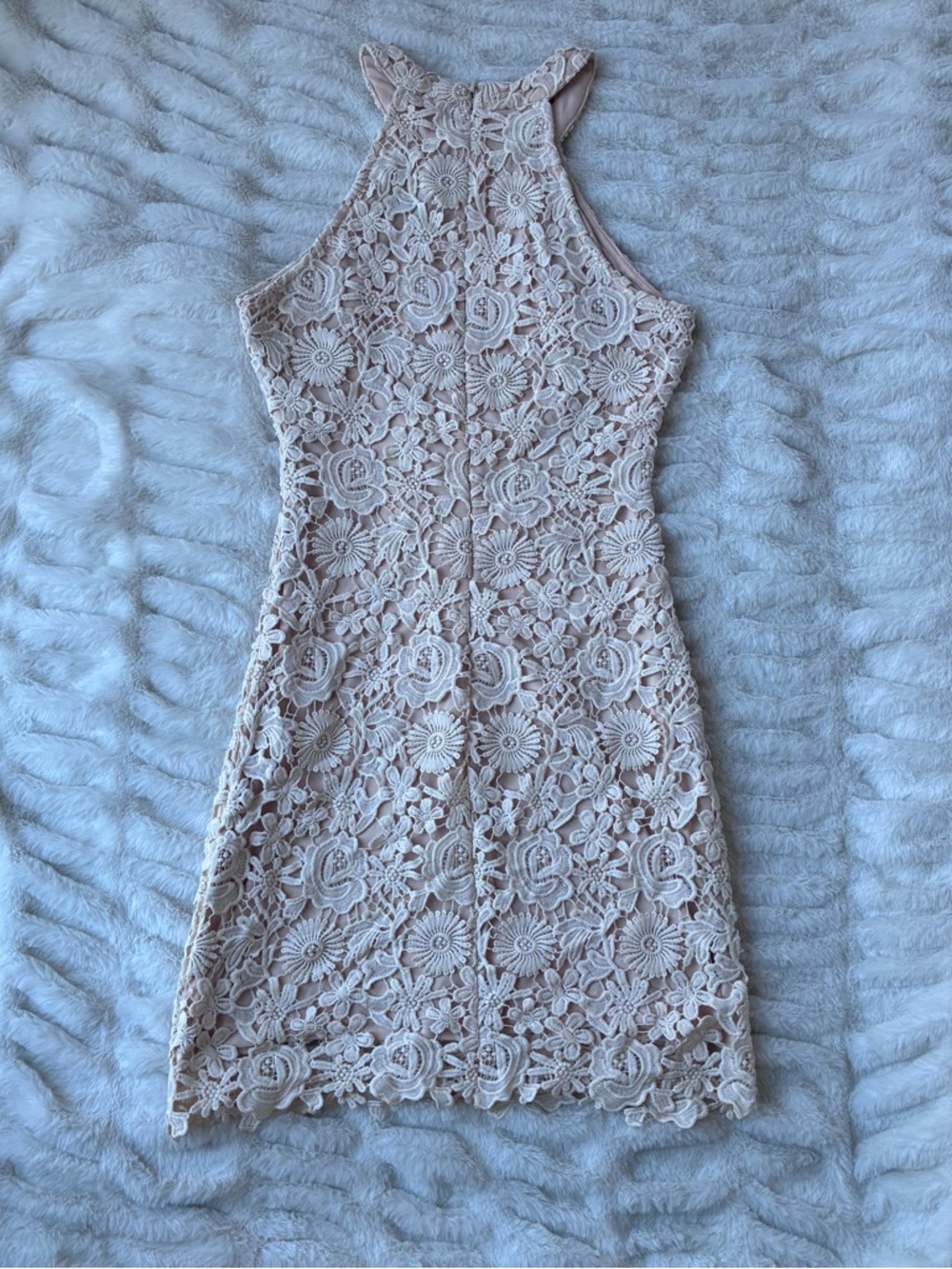 Lulu's Blush Pink “Love Poem” Lace Halter Mini Dress XS New - Picture 7 of 12